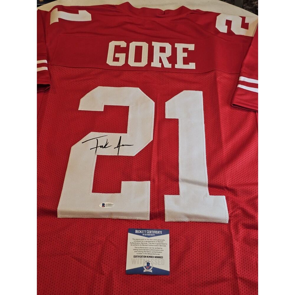 Frank Gore Autographed/Signed Jersey Beckett COA Red Custom Jersey